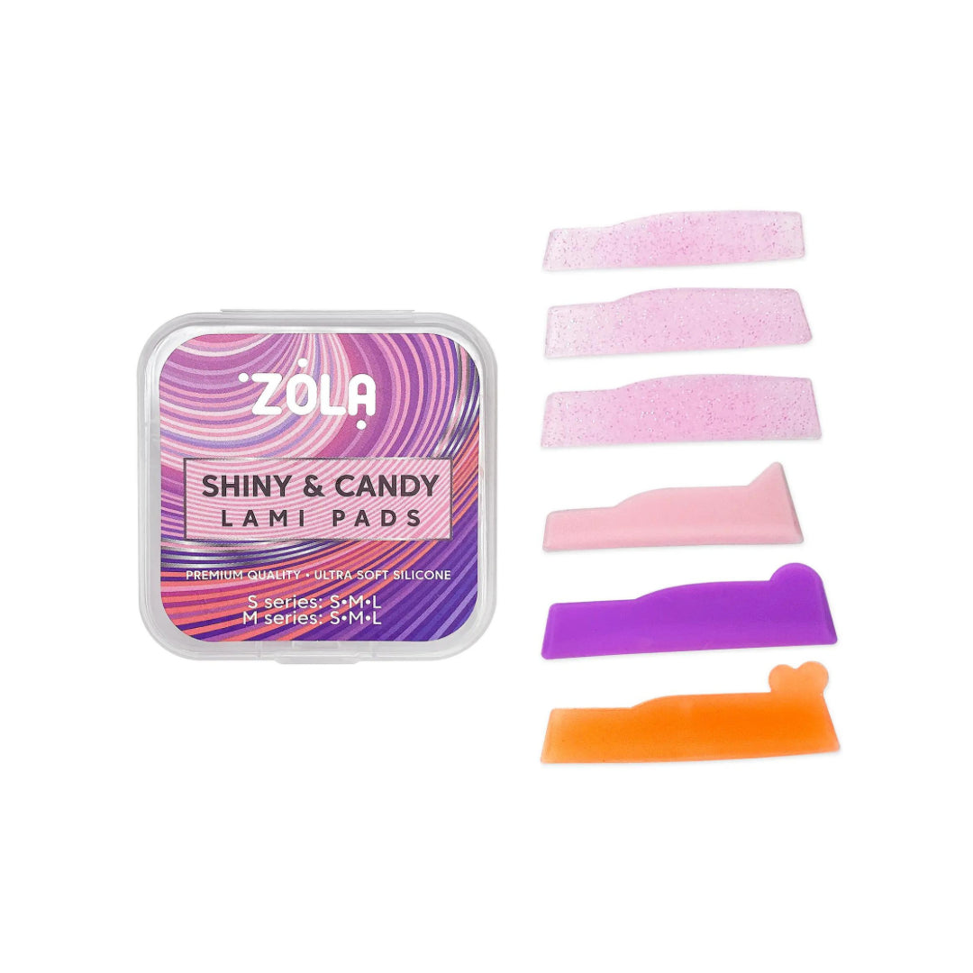 ZOLA Shiny & Candy Shields teardropvormige shields in roze glitter en bonbonkleuren.
