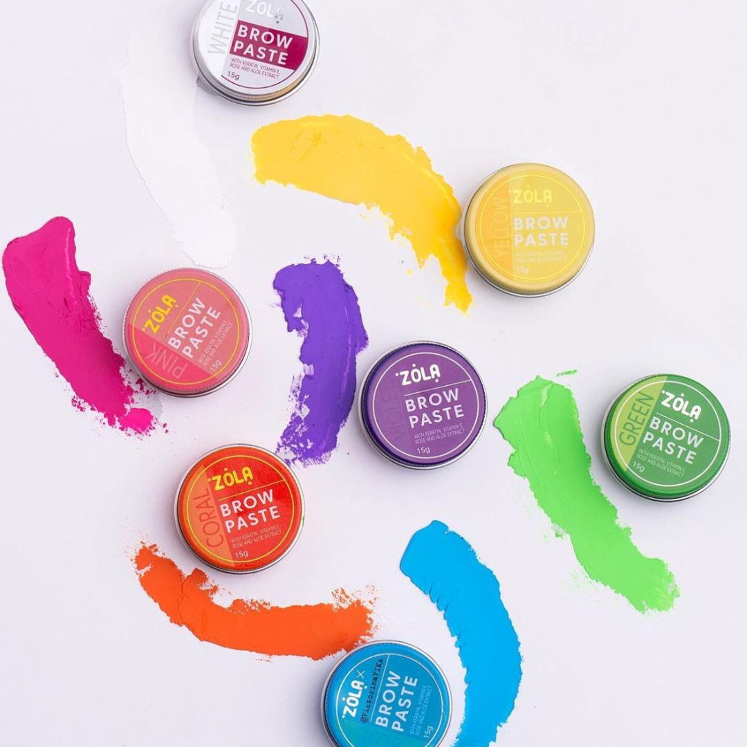 Zola Brow Paste in 6 kleuren, inclusief speciale blauwe editie in samenwerking met Viktorina Vika.