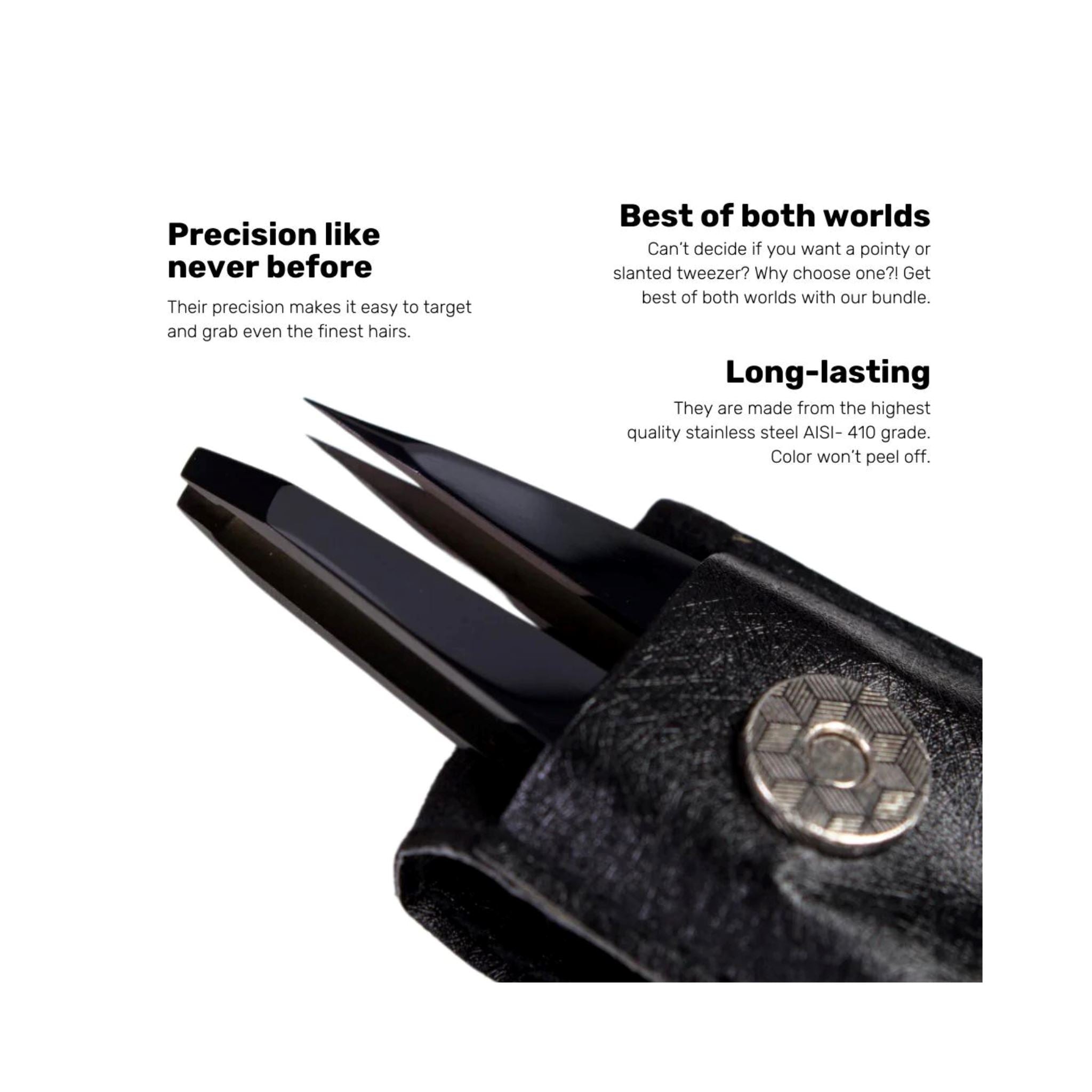 BWH COSMETICS | Pointy + Slanted Midnight Chrome Tweezers BWH Cosmetics