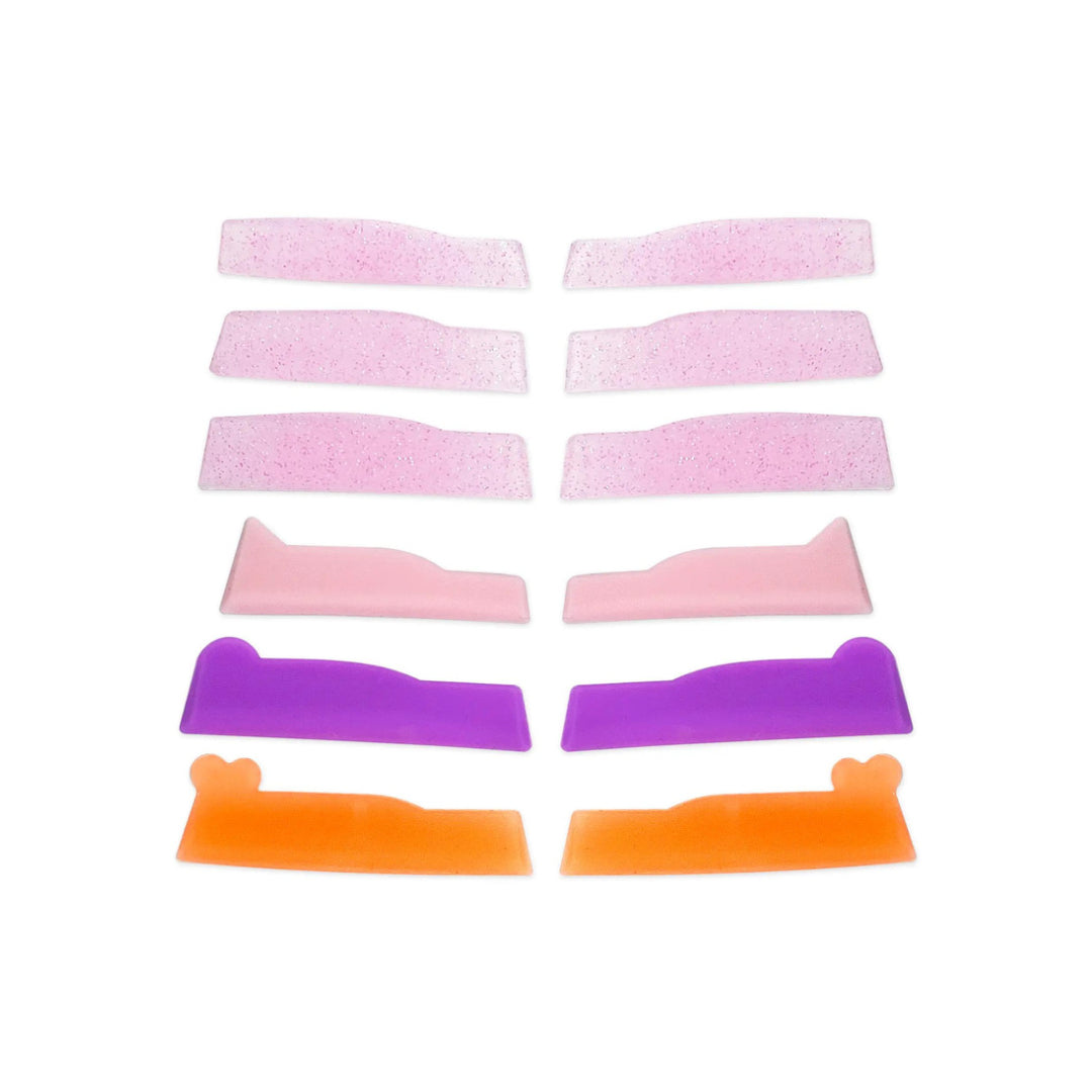 ZOLA Shiny & Candy Shields teardropvormige shields in roze glitter en bonbonkleuren.