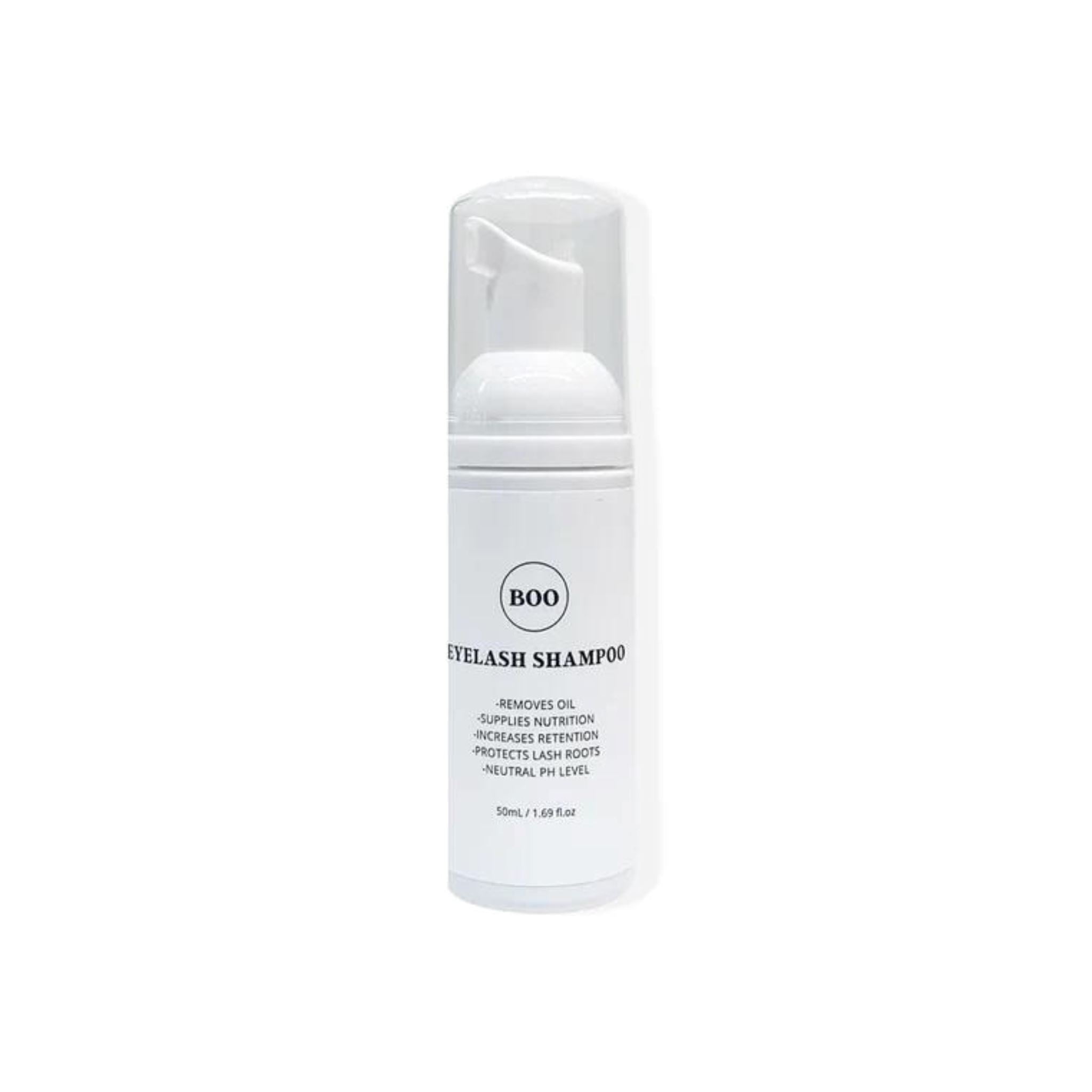 Flesje dierproefvrije wimpershampoo voor reiniging en bescherming van wimpers voor en na de behandeling.