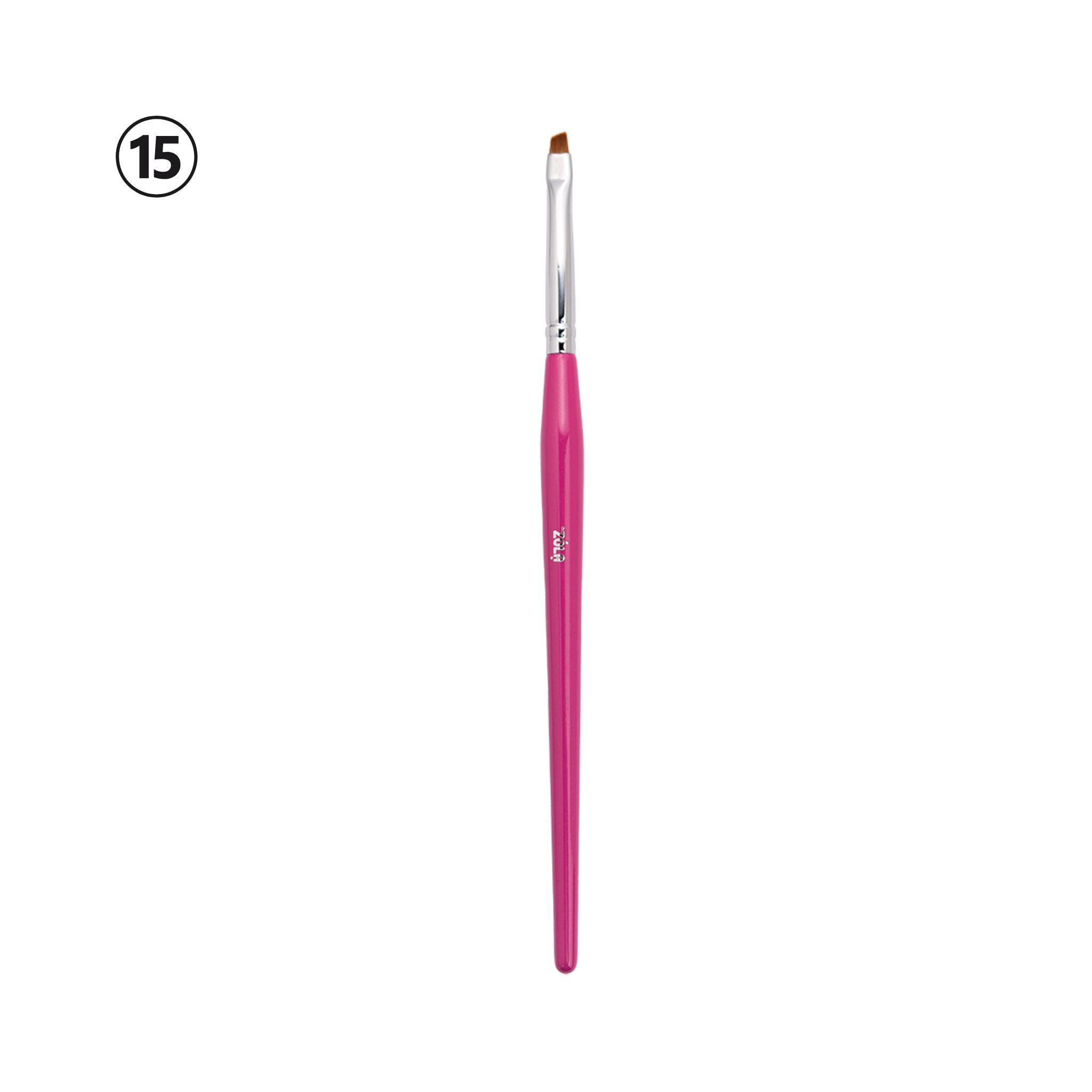 Zola Eyebrow Brush 15 smalle synthetische kwast voor nauwkeurige wenkbrauwcontouren, bestand tegen agressieve formules.
