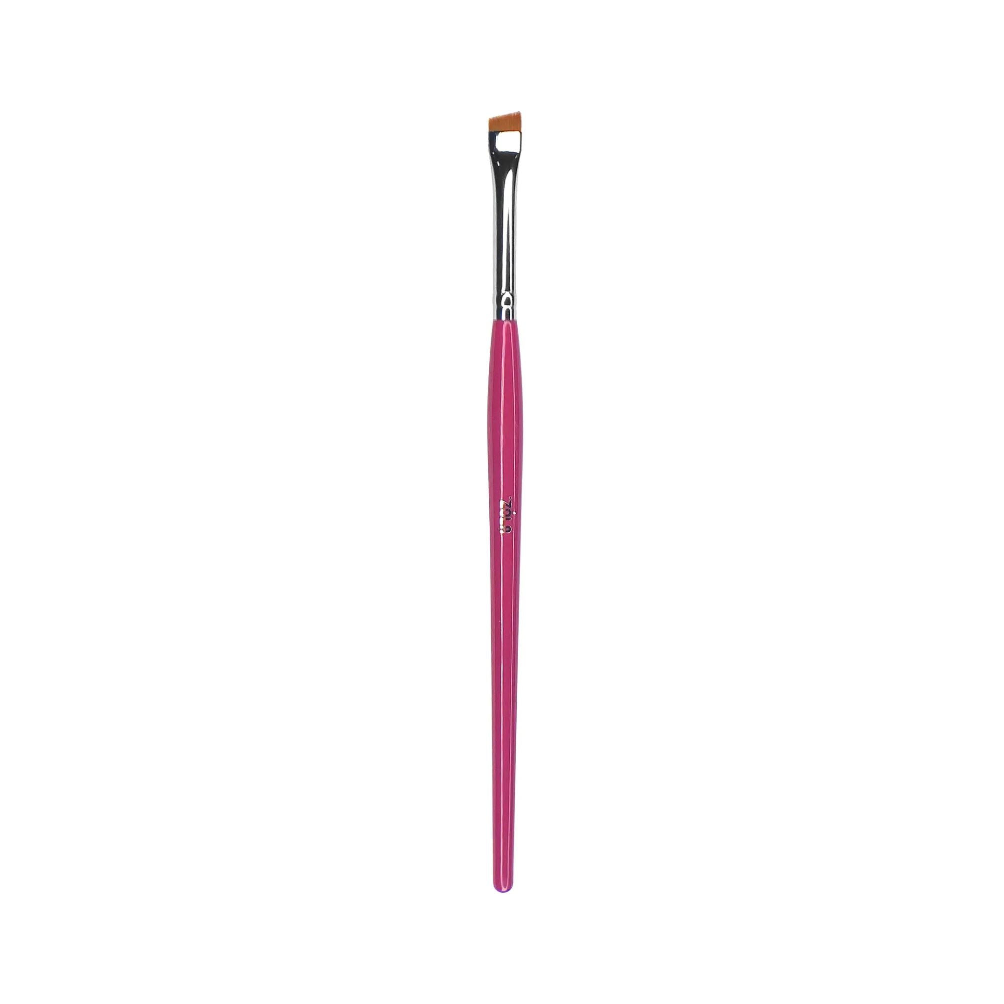 Smalle schuine Brush 01 nylon kwast voor wenkbrauwcontouren en make-up, lichtroze/roze/blauw+geel houten handvat