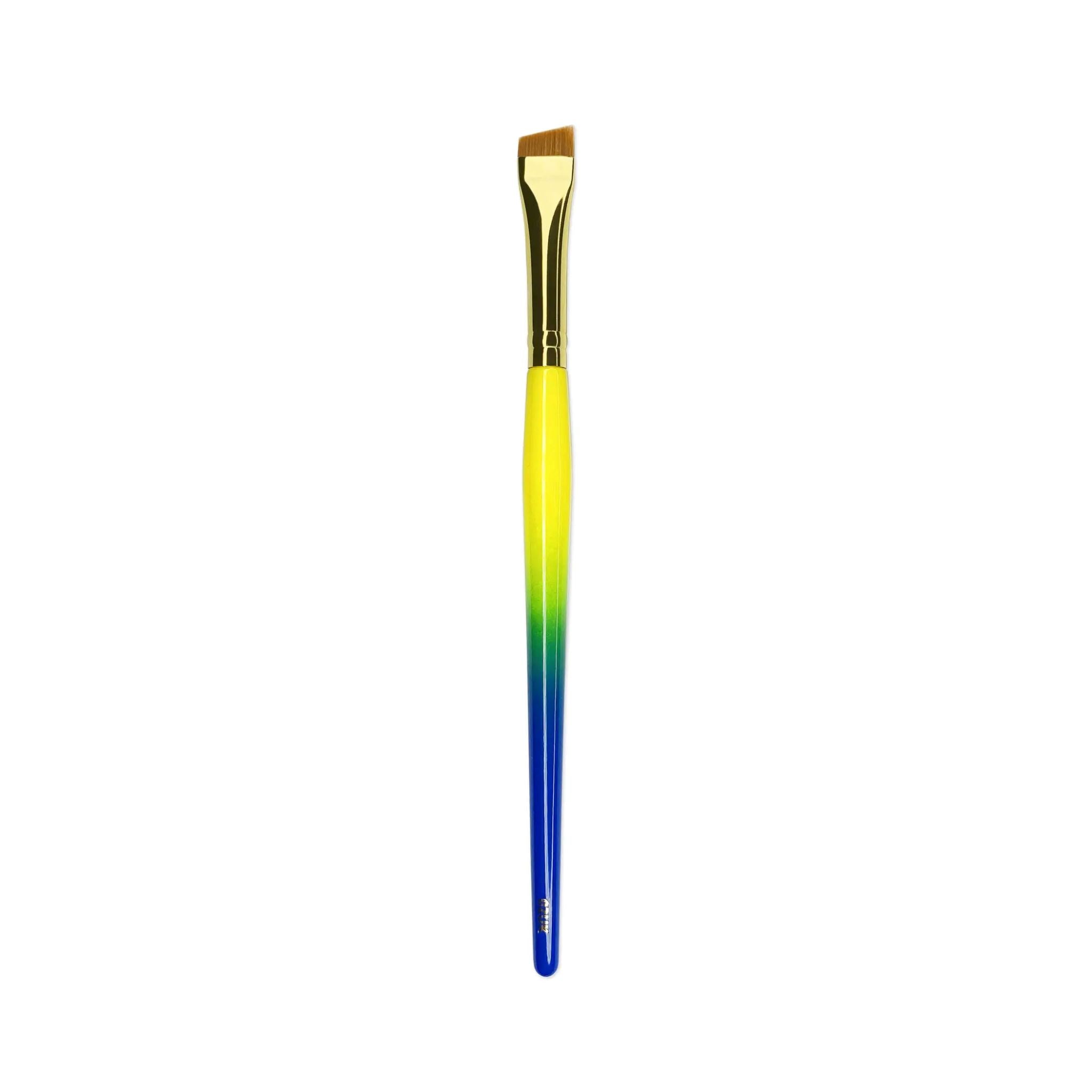 Brede schuine Brush 02BR nylon kwast voor perfecte wenkbrauwcontouren, zachtroze houten handvat