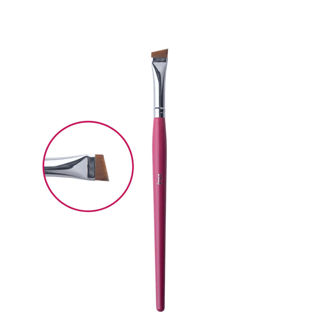 Set van 3 ZOLA wenkbrauwkwasten, nylon haren, houten roze handvat, ideaal voor precieze wenkbrauwcontouren.