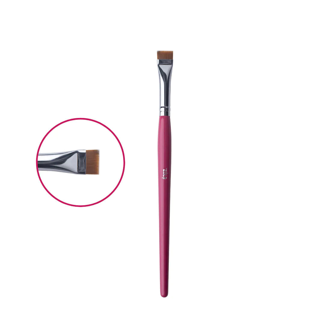 Set van 3 ZOLA wenkbrauwkwasten, nylon haren, houten roze handvat, ideaal voor precieze wenkbrauwcontouren.
