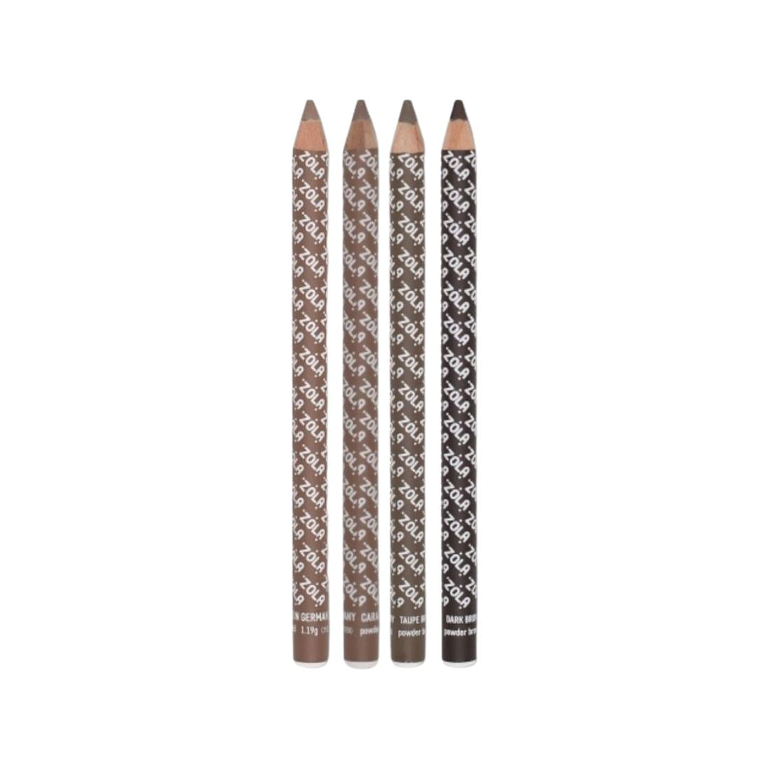 ZOLA powder eyebrow pencils voor zachte, gelijkmatige wenkbrauwkleur. Verkrijgbaar in 4 tinten van blond tot donkerbruin.