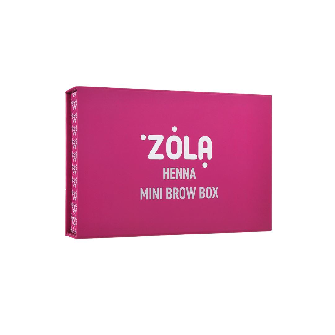 ZOLA Henna Brow Kit met 6 kleuren henna (5 g) en verzorgende wenkbrauwolie. Voor voorspelbare, langdurige kleur en versterking van de haren.