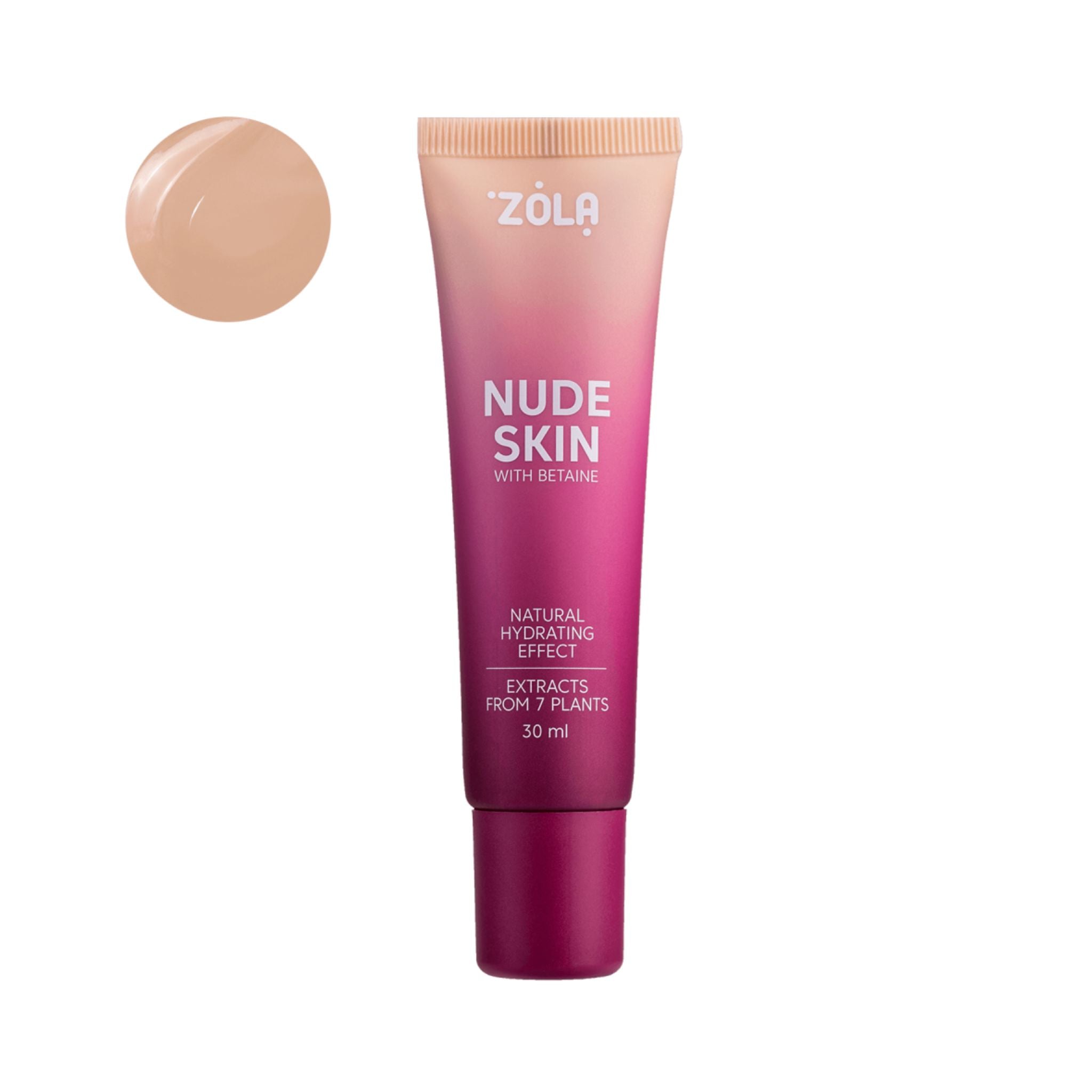 Zola Nude Skin Foundation lichte, hydraterende foundation met natuurlijke dekking. Egaliseert de teint zonder maskereffect. Verkrijgbaar in 3 tinten, 30ml.