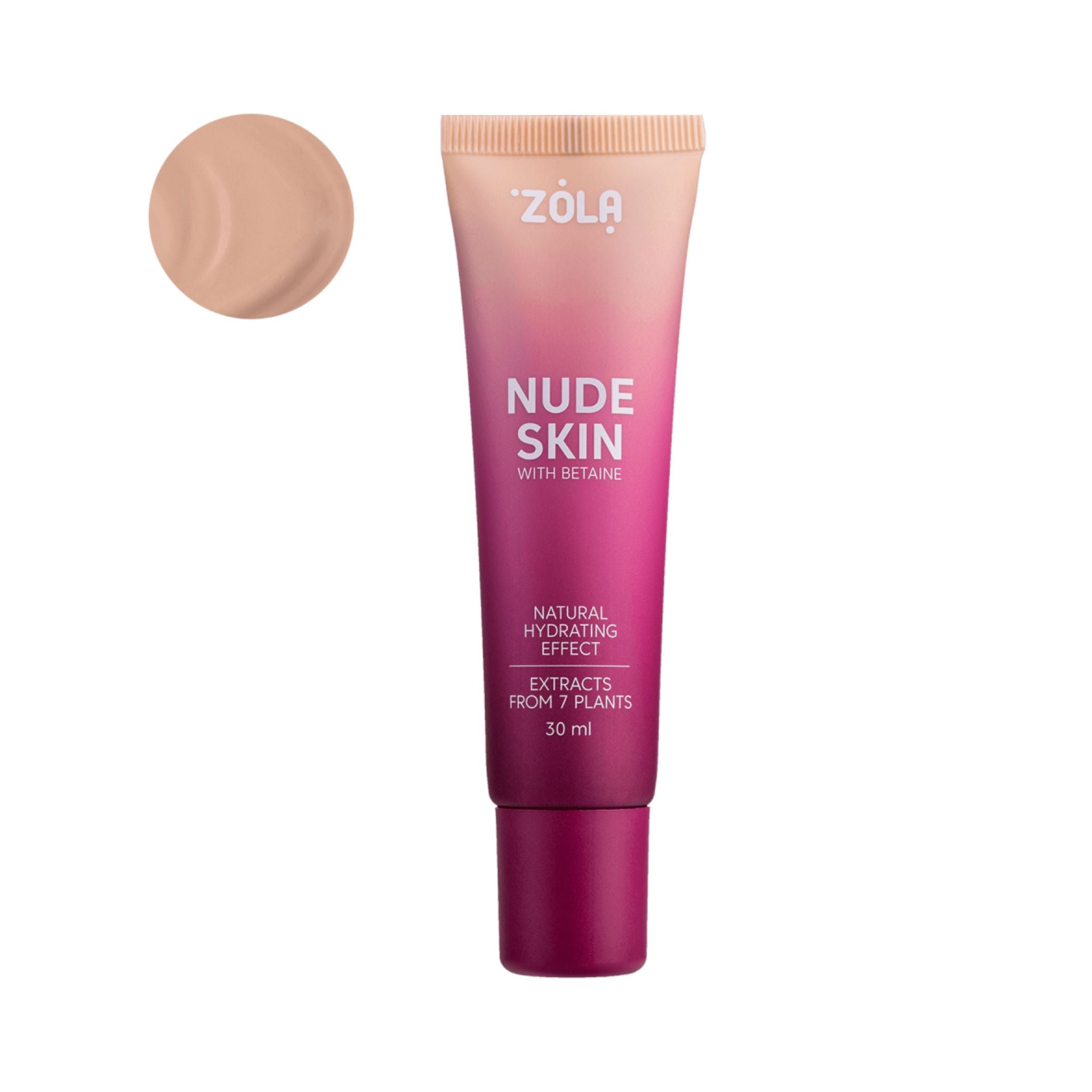 Zola Nude Skin Foundation lichte, hydraterende foundation met natuurlijke dekking. Egaliseert de teint zonder maskereffect. Verkrijgbaar in 3 tinten, 30ml.