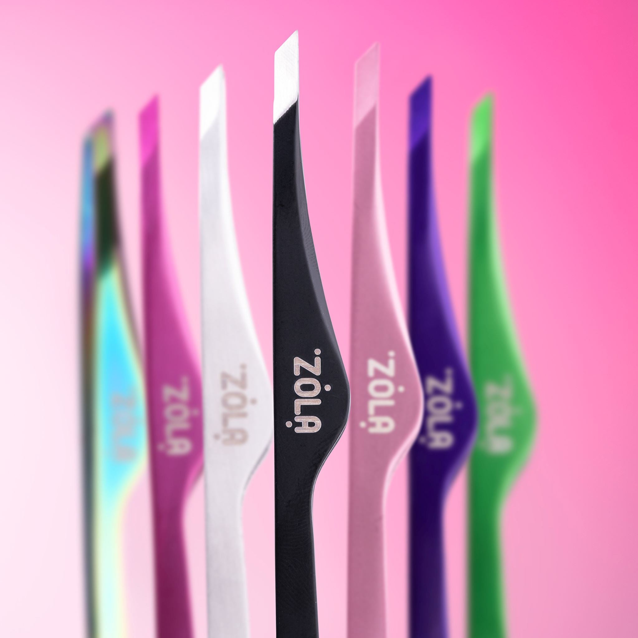 ZOLA Color pincetten roestvrijstalen pincetten in 7 kleuren, ideaal voor precisie bij wenkbrauw- en wimperwerk
