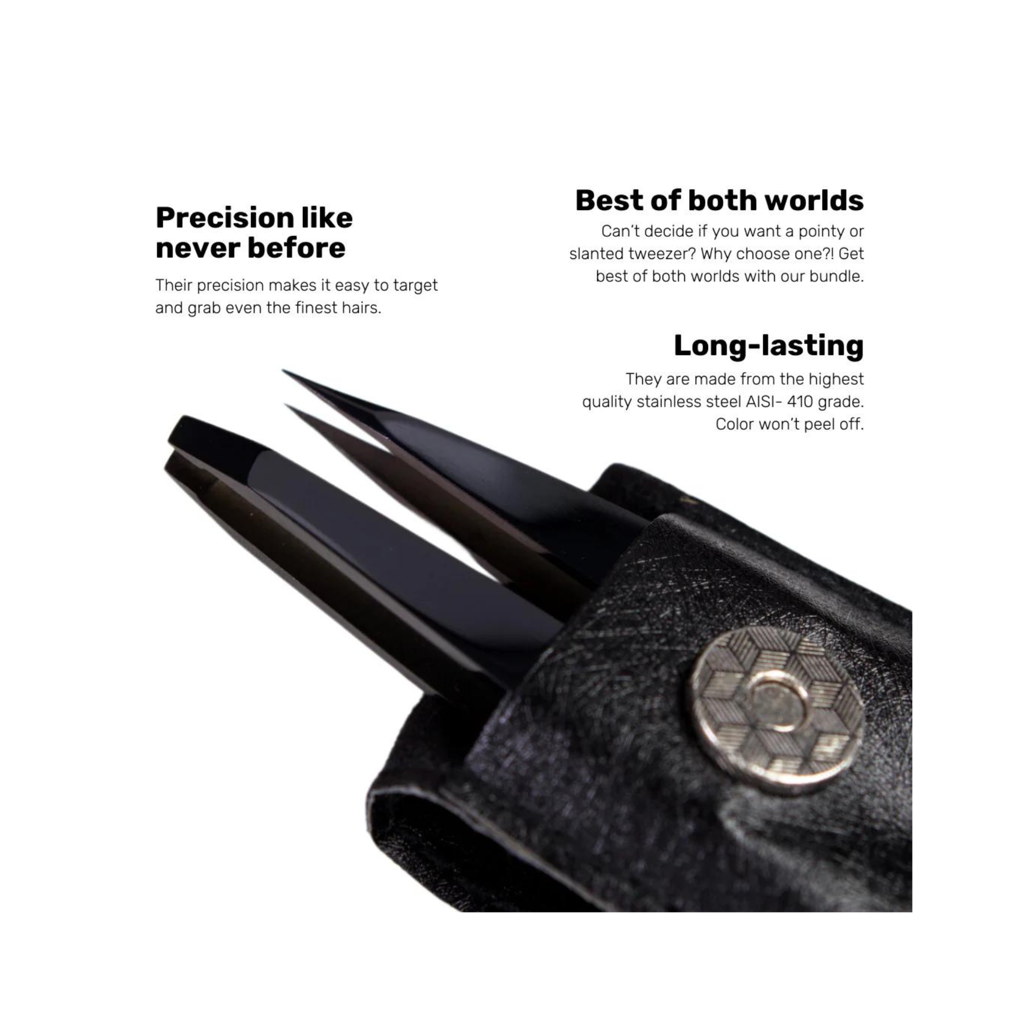 BWH COSMETICS | Pointy + Slanted Midnight Chrome Tweezers