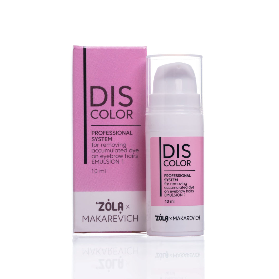 ZOLA x Makarevich DISCOLOR Emulsion professioneel systeem voor veilige verwijdering van wenkbrauwverf zonder de natuurlijke kleur te bleken.