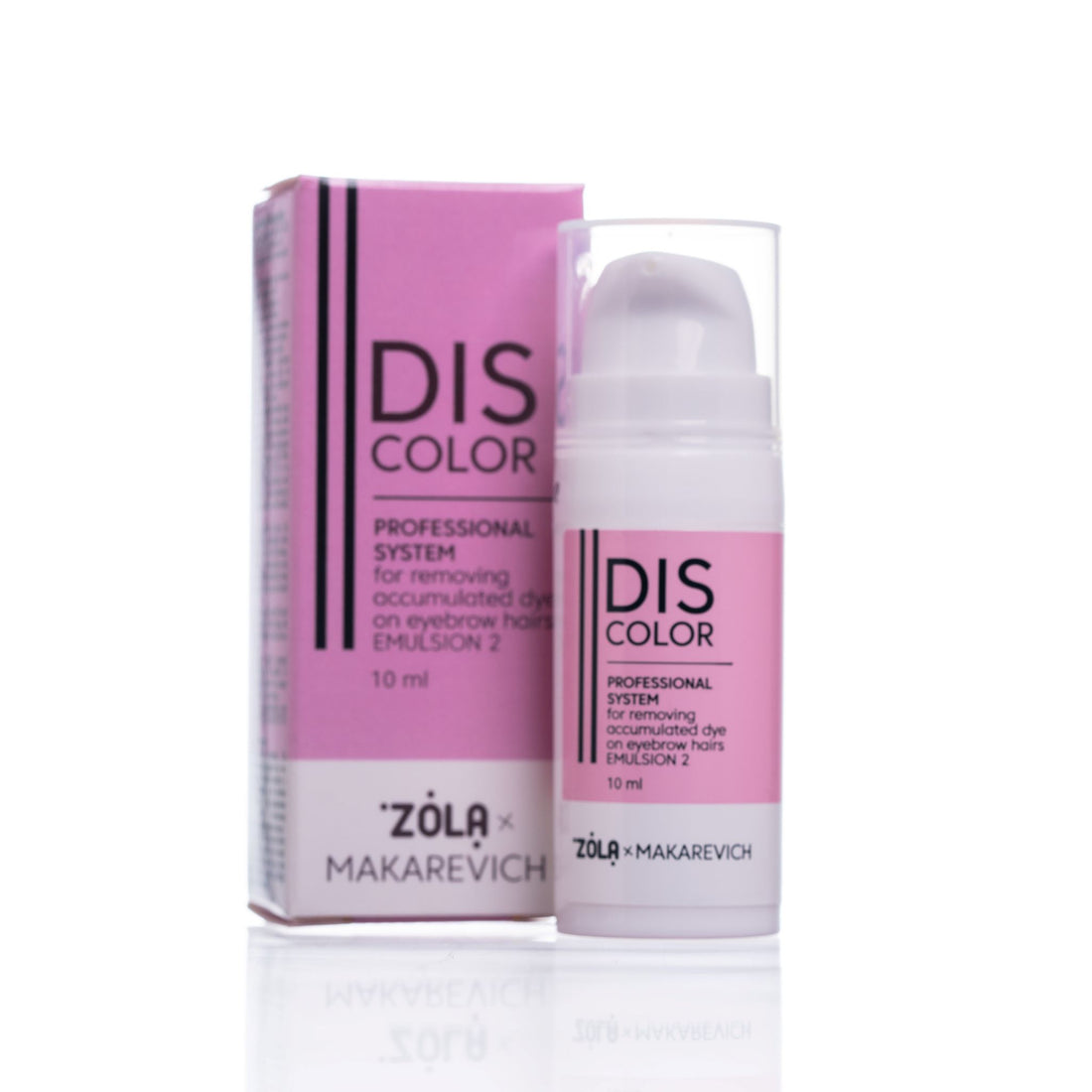 DISCOLOR Emulsion 1 & 2 professioneel systeem voor het veilig verwijderen van kunstmatig pigment van wenkbrauwen met behoud van natuurlijke haarkleur.