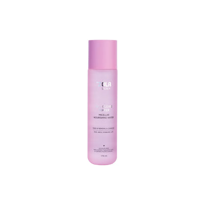 Fles ZOLA Micellar Water met minimalistisch design, ideaal voor zachte, hydraterende reiniging van gezicht en ogen.